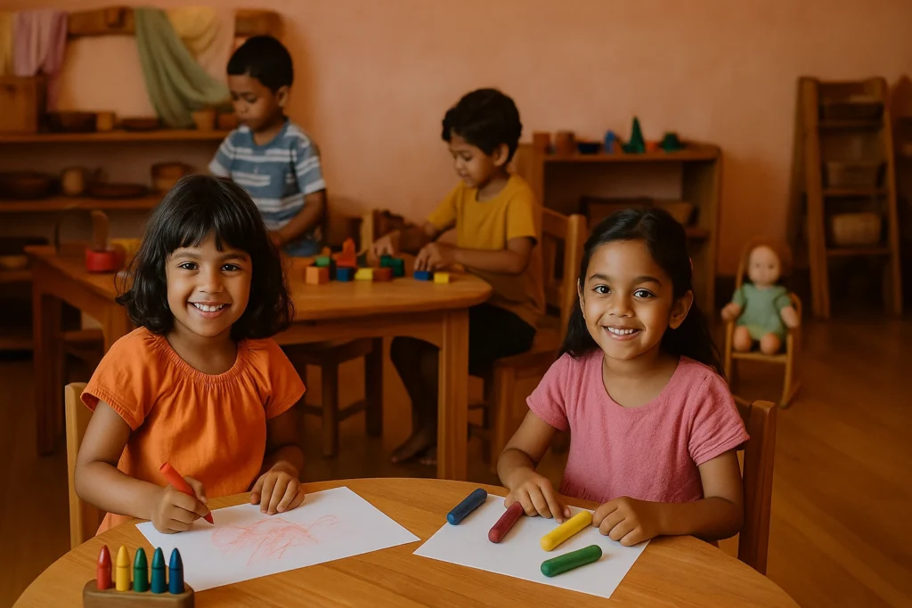 Child engaged in Waldorf education preschool in Anna Nagar