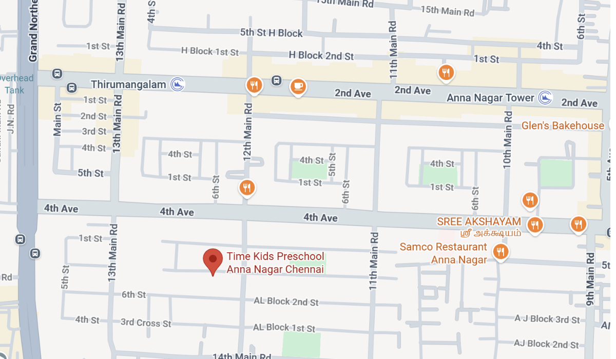 Map location of Time Kids Preschool Anna Nagar Chennai